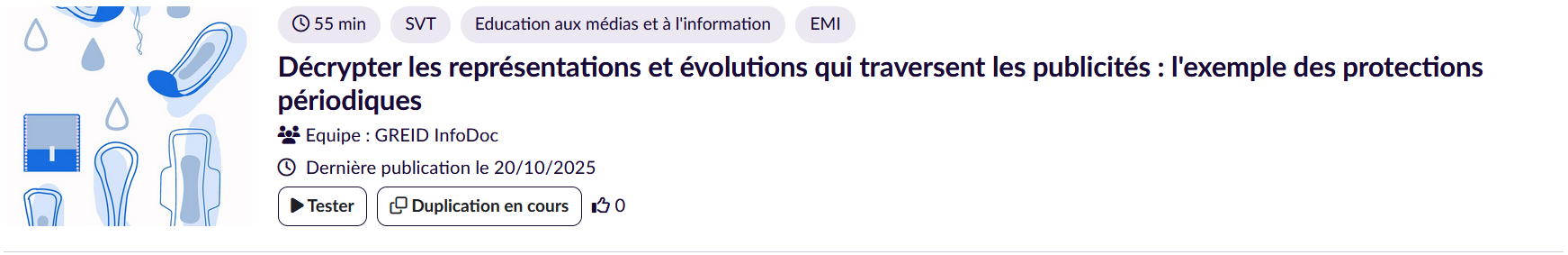 Décrypter les publicités - exemple des protection périodiques - ELEA
