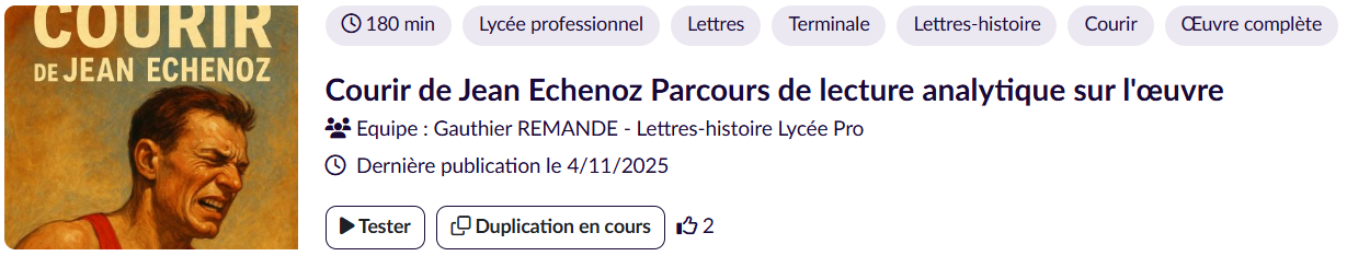 Courir, Jean Echenoz - ELEA - Parcours du mois