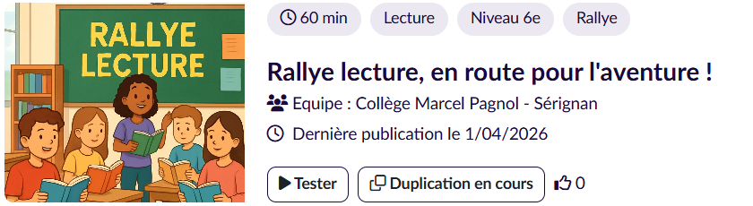 Rallye lecture - ELEA - Parcours du mois