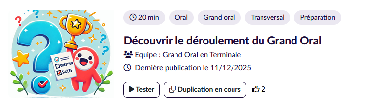 Parcours du mois - Grand Oral - ELEA