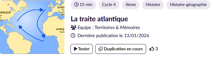 Parcours du mois - La traite atlantique - ELEA