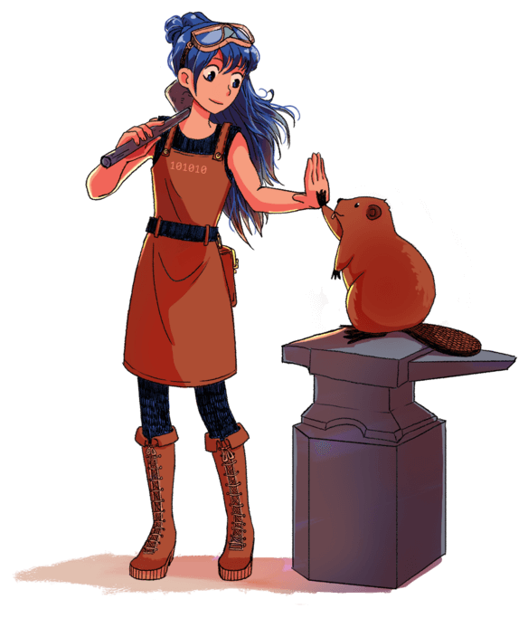 Image de Brigit et Komit les deux personnages de la forge