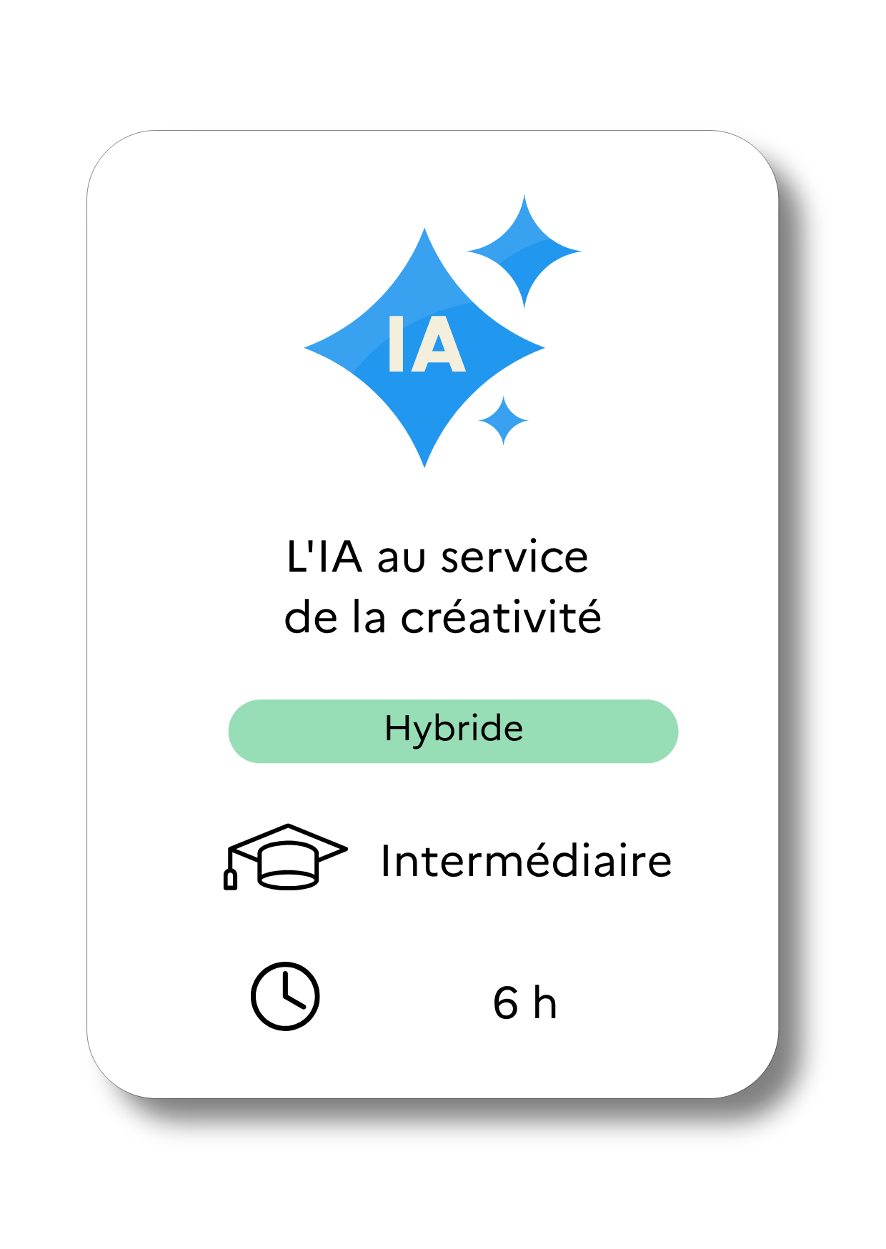 IA au service de la créativité, formation hybride, niveau intermédiaire, durée 6h