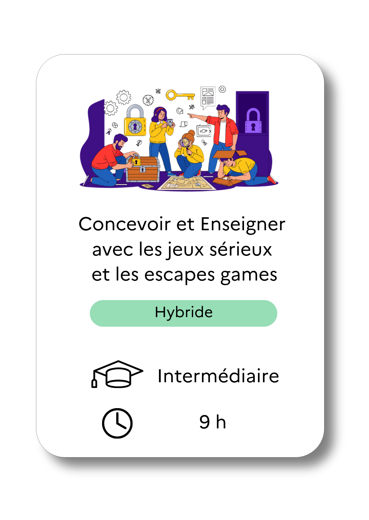 Concevoir un escape game, formation hybride, niveau intermédiaire, durée 9h