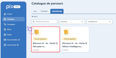 Création de parcours apprenants dans Pix Orga