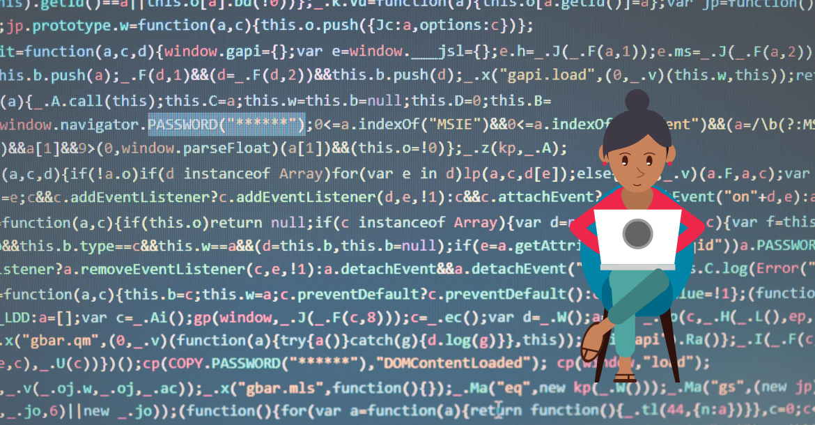 illustration : fille codant un programme informatique